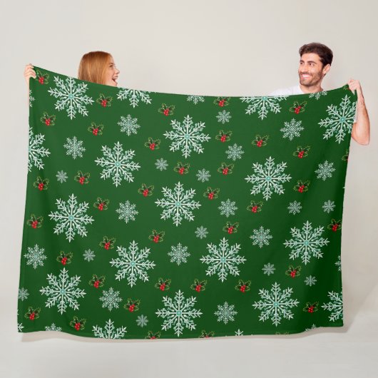 Couverture Polaire Cute Chic Modern Snowflakes Motif de Noël (En situation)