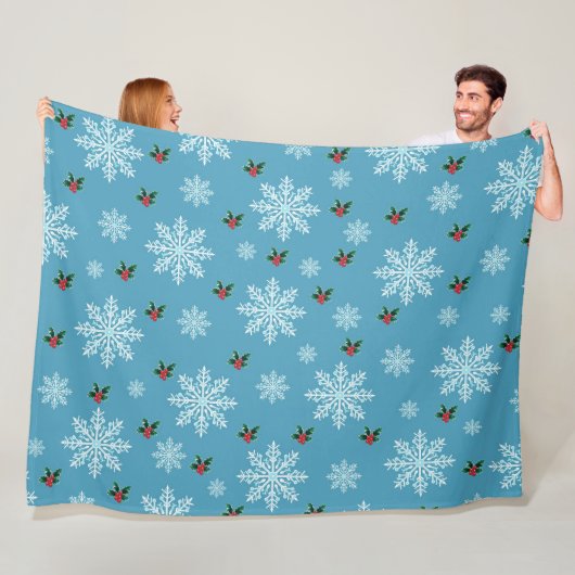 Couverture Polaire Cute Chic Modern Snowflakes Motif de Noël (En situation)