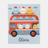 Couverture Polaire Cute Chickens et London Bus (Devant)
