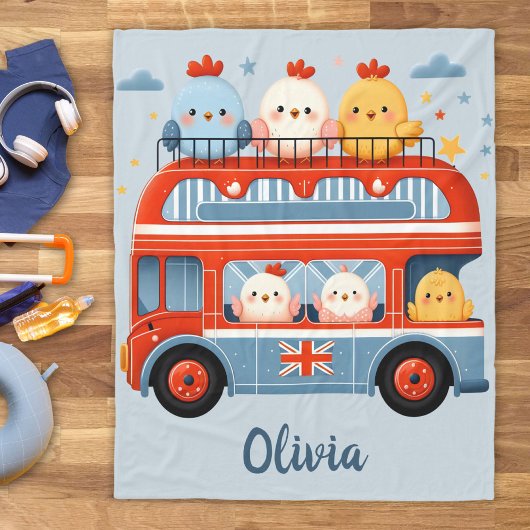 Couverture Polaire Cute Chickens et London Bus