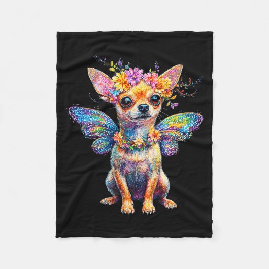 Couverture Polaire Cute Chihuahua Dog Angel With Wings (Devant)