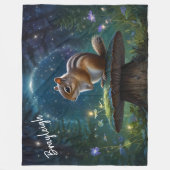 Couverture Polaire Cute Chipmunk sur Champignons *Personnaliser* (Devant)
