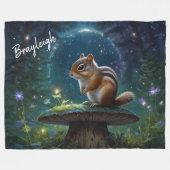 Couverture Polaire Cute Chipmunk sur Champignons *Personnaliser* (Devant (Horizontal))