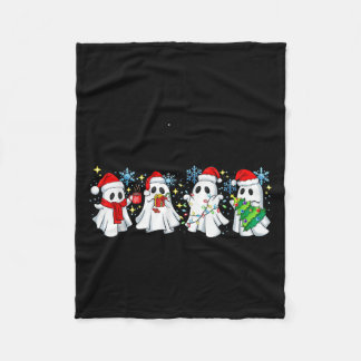 Couverture Polaire Cute Christmas Boos Pine Tree Boo Halloween Light 