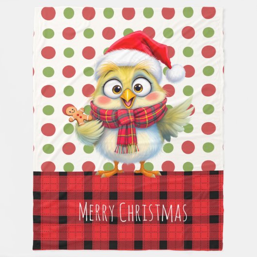 Couverture Polaire Cute Christmas Cartoon chick. customizable (Devant)