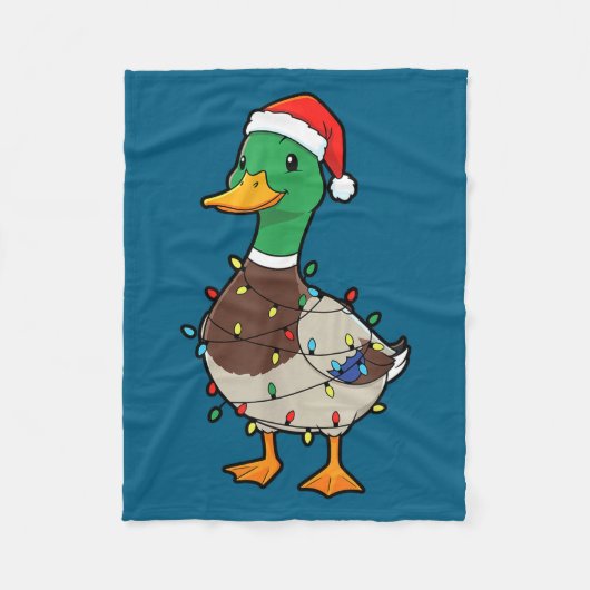 Couverture Polaire Cute Christmas Duck Mallard With Xmas Lights (Devant)