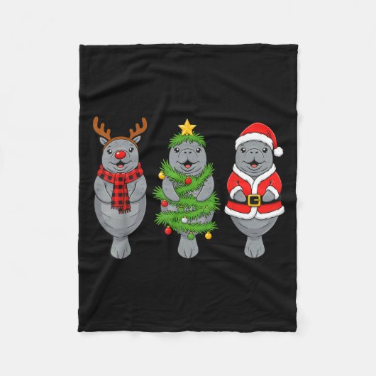 Couverture Polaire Cute Christmas Manatee Shirt, Holiday Manatee Sant (Devant)