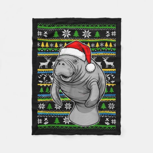 Couverture Polaire Cute Christmas Manatee Shirt, Manatee Ugly Xmas Sw (Devant)
