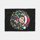 Couverture Polaire Cute Christmas Monkey Santa Hat Lights Monkey Wome (Devant (Horizontal))