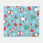 Couverture Polaire Cute Christmas Penguins Pattern (Devant (Horizontal))