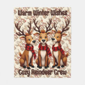 Couverture Polaire Cute Christmas Reindeer Trio with Plaid Scarves (Devant)