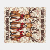Couverture Polaire Cute Christmas Reindeer Trio with Plaid Scarves (Devant (Horizontal))