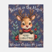 Couverture Polaire Cute Christmas Reindeer with Holly and Sign (Devant)