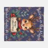 Couverture Polaire Cute Christmas Reindeer with Holly and Sign (Devant (Horizontal))