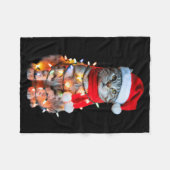 Couverture Polaire Cute Christmas Tabby Cat In Lights Santa Hat For K (Devant (Horizontal))