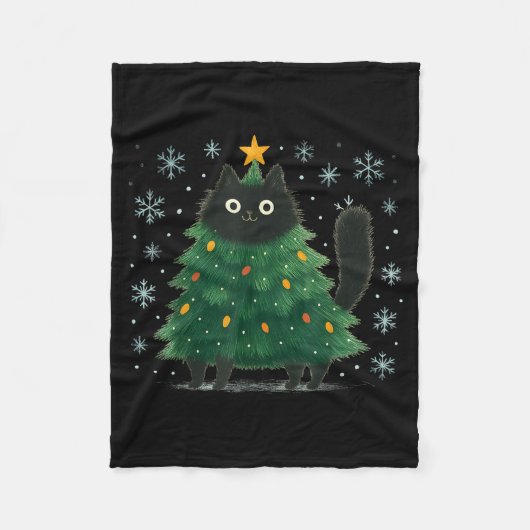 Couverture Polaire Cute Christmas Tree Cat Funny Holiday Snowflake  (Devant)