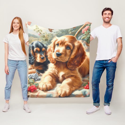 Couverture Polaire Cute Cocker Peinture Espagnole (En situation)