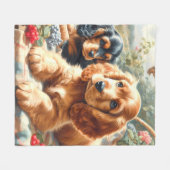 Couverture Polaire Cute Cocker Peinture Espagnole (Devant (Horizontal))