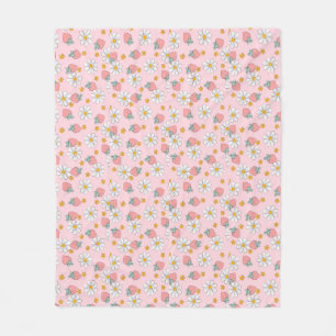 Couverture Polaire Cute Coquette Fraises Rose Fruit Fleur Faisée Fais
