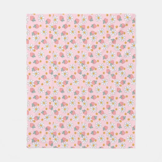 Couverture Polaire Cute Coquette Fraises Rose Fruit Fleur Faisée Fais (Devant)