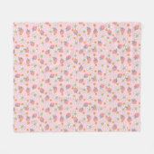 Couverture Polaire Cute Coquette Fraises Rose Fruit Fleur Faisée Fais (Devant (Horizontal))