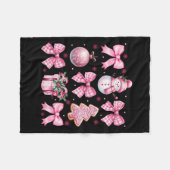 Couverture Polaire Cute Coquette Noël Pink Bows Père Noël Gingerbrea (Devant (Horizontal))