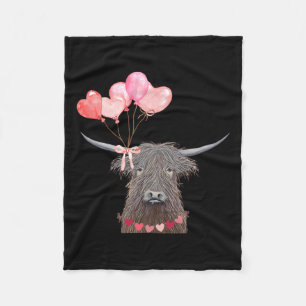 Couverture Polaire Cute Cow Valentine's Day Design with Heart Loons