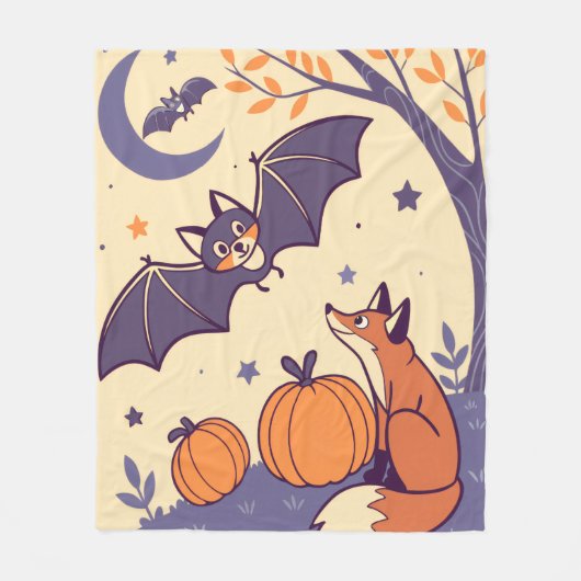 Couverture Polaire Cute & Cozy Halloween Blanket with Smiling Bats, (Devant)