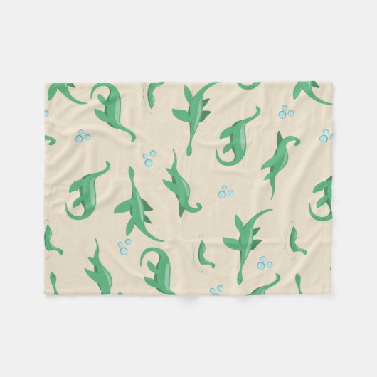 Couverture Polaire Cute Cryptid Loch Ness Monster Blanche (Devant (Horizontal))