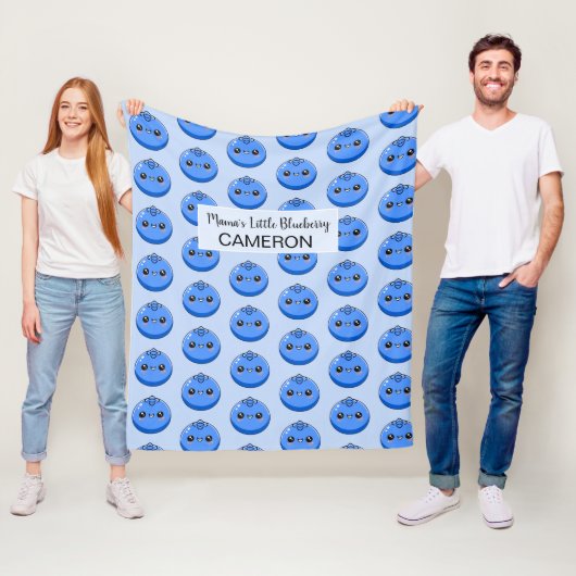 Couverture Polaire Cute Customizable Kawaii Blueberry Blue (En situation)