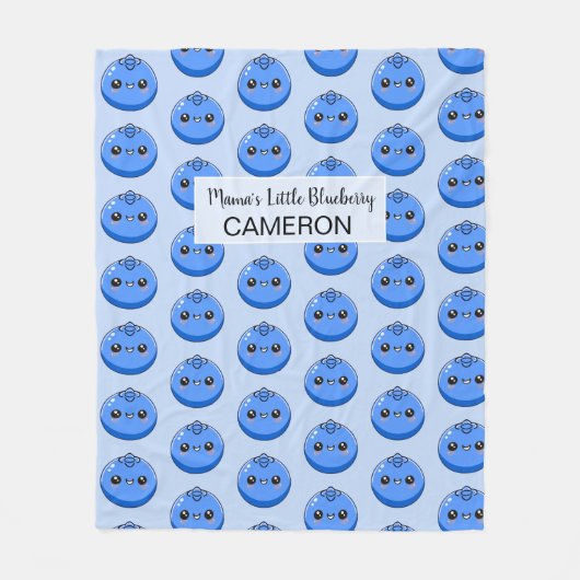 Couverture Polaire Cute Customizable Kawaii Blueberry Blue (Devant)