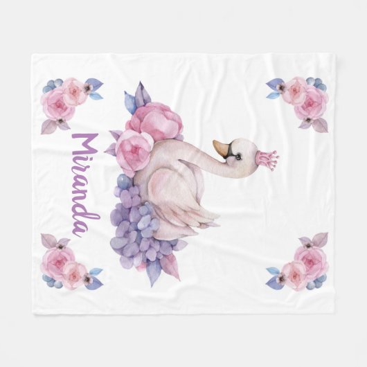 Couverture Polaire Cute cygne (Devant (Horizontal))