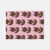 Couverture Polaire Cute Dachshund Pink Fleece Blanche (Devant (Horizontal))