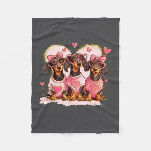 Couverture Polaire Cute Dachshund Valentines Heart Dog Lover Men Wome (Devant)