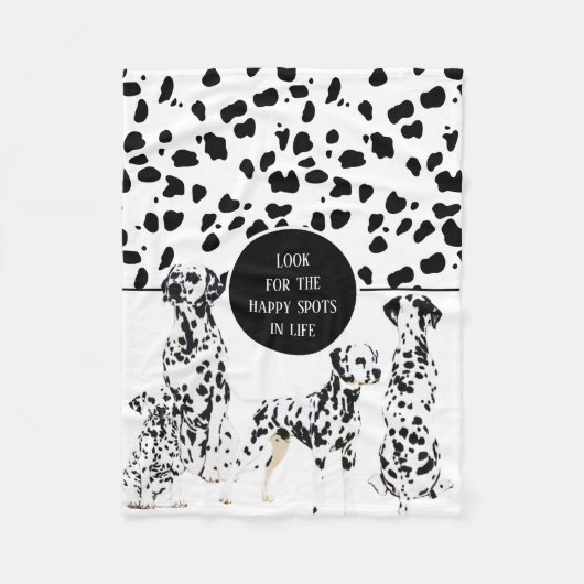 Couverture Polaire Cute Dalmatiens Noir & Blanc Zones Joyeuses (Devant)