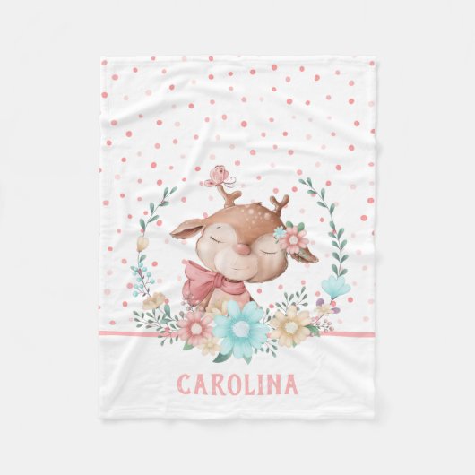 Couverture Polaire Cute Deer Floral réversible (Devant)