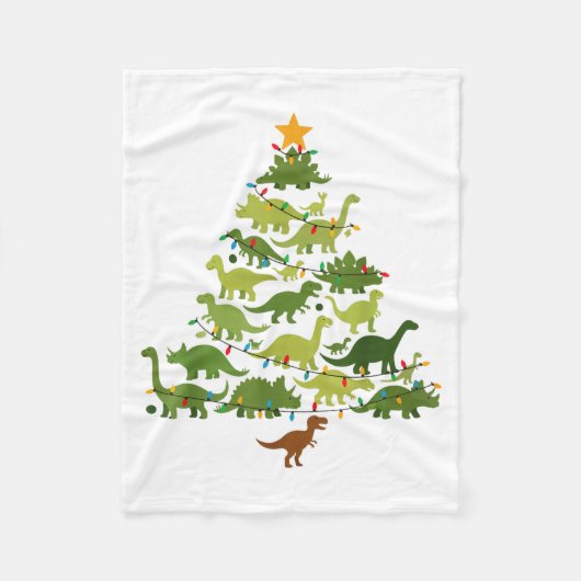 Couverture Polaire Cute Dino Christmas Tree Merry Dinomas Xmas Lights (Devant)