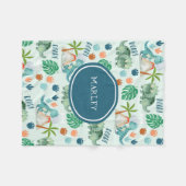 Couverture Polaire Cute Dinosaur Motif Enfants Monogramme (Devant (Horizontal))