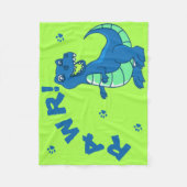 Couverture Polaire Cute Dinosaur RAWR Paw Green Blue Enfants (Devant)