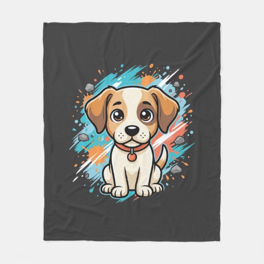 Couverture Polaire Cute Dog Paint Splash Vector Art_1 (Devant)