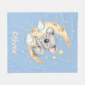 Couverture Polaire Cute Dreamy Koala sur Crescent Moon (Devant (Horizontal))