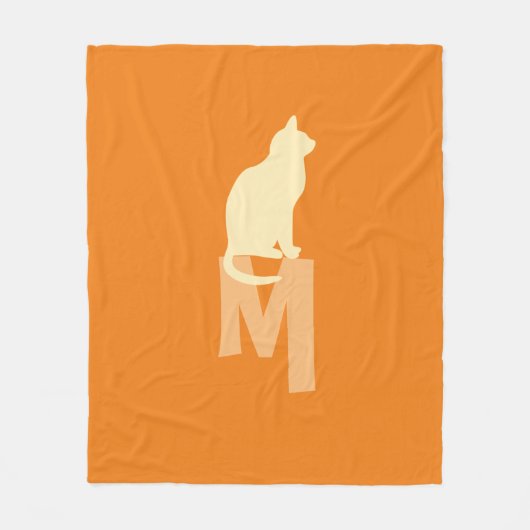 Couverture Polaire Cute drôle Chat Monogram Blanche (Devant)