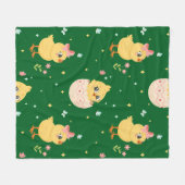 Couverture Polaire Cute Easter Chick with Pink Bow Seamless Pattern  (Devant (Horizontal))
