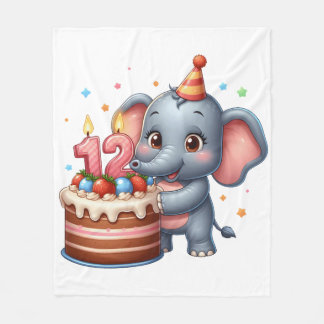 Couverture Polaire Cute éléphant 12e anniversaire