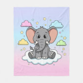 Couverture Polaire Cute Elephant on Cloud - I'm Ele-Fun-t Pun (Devant)