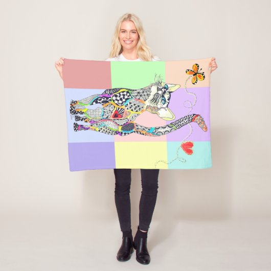 Couverture Polaire Cute et Colorée Cat Blanket en polaire (En situation)
