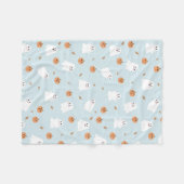 Couverture Polaire Cute Fantôme et Citrouille Motif d'Halloween bleu (Devant (Horizontal))