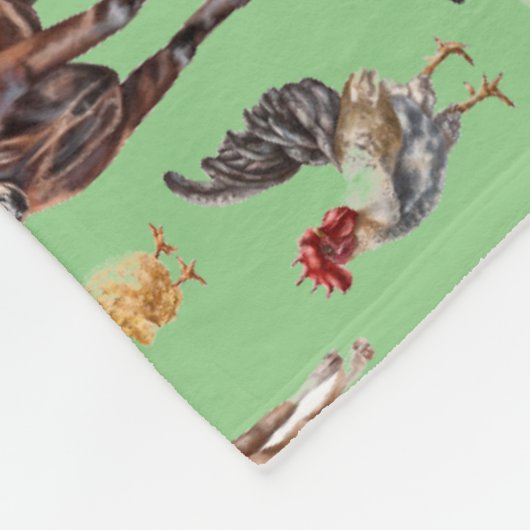 Couverture Polaire Cute Farm Barnyard Animaux Vaches Moutons Poulets  (Coin)