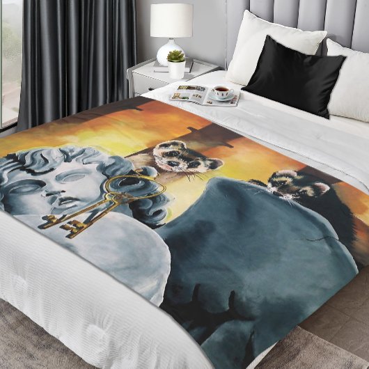 Couverture Polaire Cute Ferret Keys Cherub