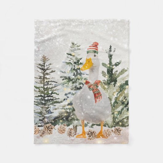 Couverture Polaire Cute Festive Duck d'hiver (Devant)